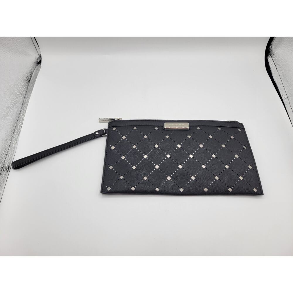 Michael Kors Black Saffiano Laser Cut Trimmed Wallet Wristlet